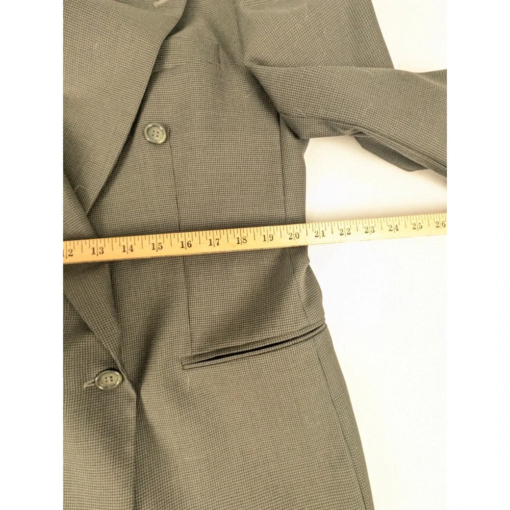 Lord & Taylor Mens 42R Double Breasted Blazer Pure Virgin Wool Grey Houndstooth